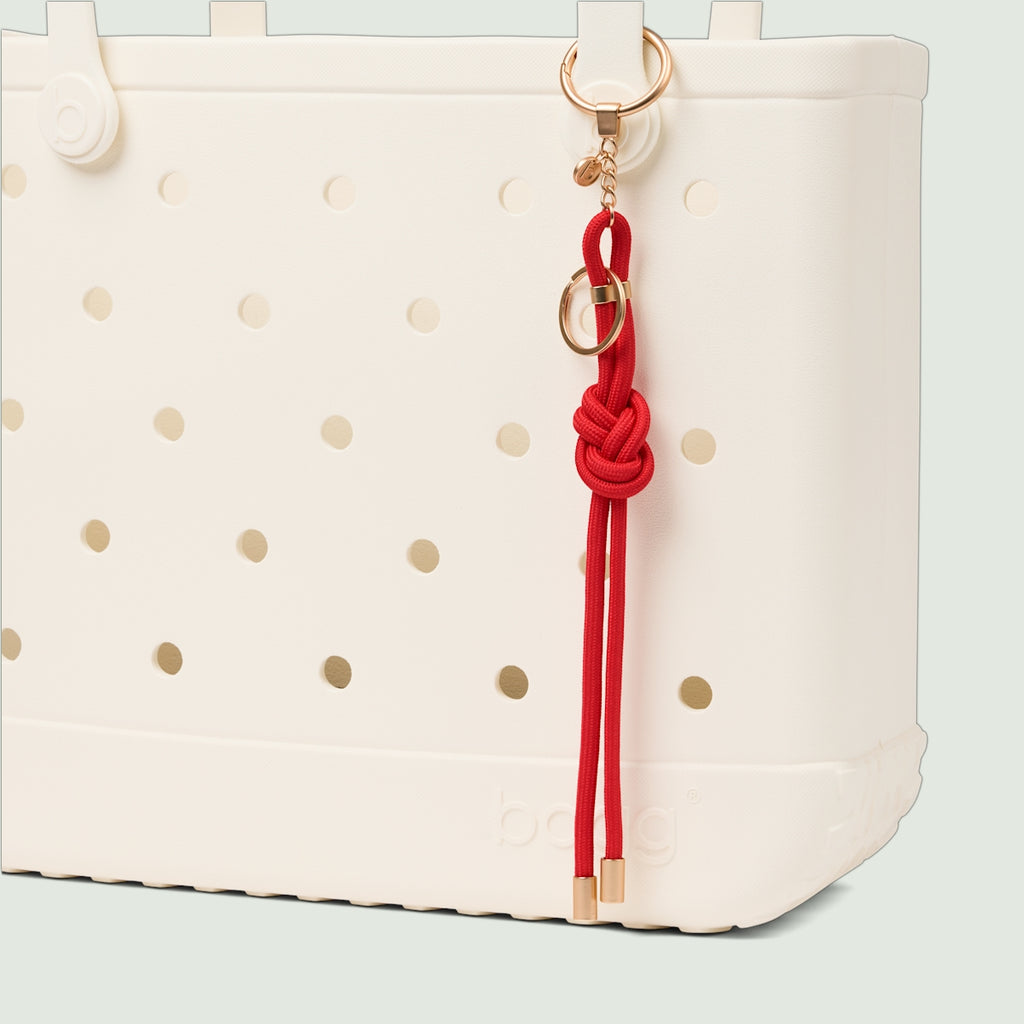 Bogg'd & Charmed Buoy Red Nautical Rope Poolside Storage Carryall Large Capacity Washable with Adjustable Shoulder Strap for Weekend Getaways Travel Organizer Vacation Essentials for Women