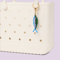 Bogg'd & Charmed Beaded Fish Blue/Green Ocean Day Storage Tote Modern Sandproof Non Slip Bottom Design for Resort Vacations